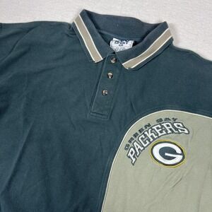 Vintage Lee Sport Green Bay Packers Polo Mens XL Green Tan Football Polo 90s